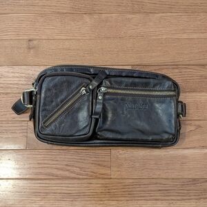Men's Brown Leather Waist Bag Belt Bag Fanny Pack NWOT